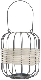 Items Metalen rotan kaarsenhouder / lantaarn wit 23 cm