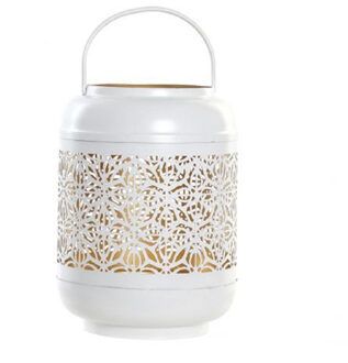 Items Metalen theelichthouder / lantaarn wit / goud 20 cm