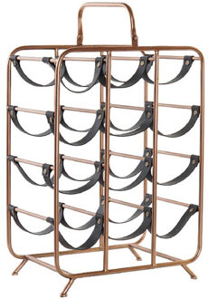Items Modern stijlvol Wijnrek voor 12 flessen - koper/zwart - metaal - 37 x 54 cm