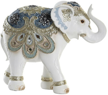 Items Olifant dierenbeeld - wit/goud - polyresin - 22 x 8 x 18 cm - home decoratie - Beeldjes