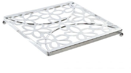 Items Pannenonderzetter - vierkant - bloemen patroon - 18 cm - metaal - sierlijk - stijlvol