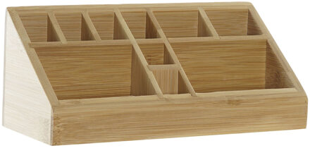 Items Pennenbakje - of make-up organizer - bamboe hout - 23 x 9 x 9.5 cm - opbergers