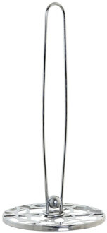 Items RVS keukenrolhouder zilver met bloemetjespatroon D14 x H29 cm