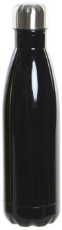 Items RVS thermos waterfles/drinkfles zwart met schroefdop 500 ml