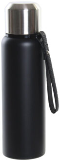 Items RVS thermosfles/isoleerfles mat zwart met schroefdop en zeefje 500 ml