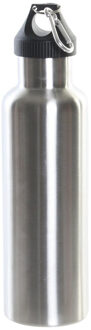 Items RVS thermosfles/isoleerfles zilvergrijs met schroefdop en karabijnhaak 750 ml