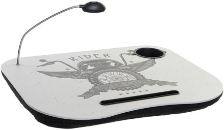 Items Schootkussen/laptray Biker Print Met Led Lamp En Bekerhouder L48 X B38 Cm - Dienbladen