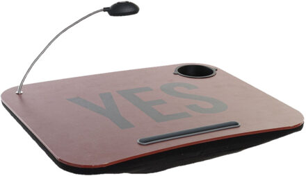 Items Schootkussen - yes print terracotta - 48x38x7 cm - met LED lamp - laptray - dienblad op schoot