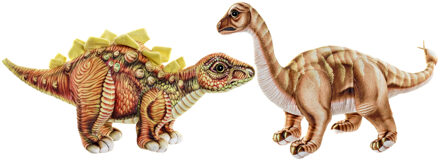 Items Set van 2x pluche speelgoed knuffels dinosaurussen Stegosaurus en Brontosaurus - Knuffeldier Multikleur