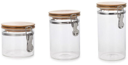 Items Set van 3x stuks glazen voorraadpotten/voorraadbussen met beugelsluiting 1800ml - 1300ml - 800ml - Voorraadpot Transparant