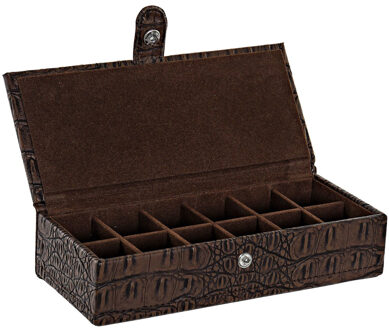 Items Sieradendoos/juwelenkistje bruin van pu-leer 21 x 9 x 5 cm