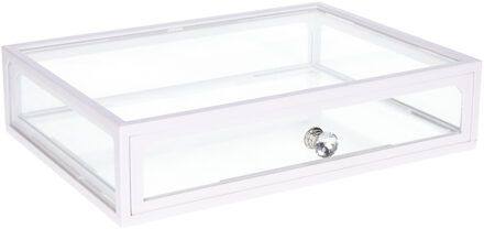 Items Sieradenkist/juwelenkist transparant van glas 26 x 19 x 6 cm