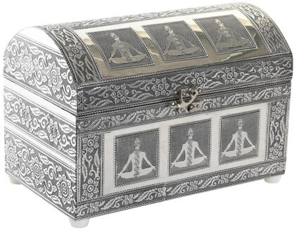 Items Sieradenkistje Chakras - 25 x 15 x 18 cm - Zilver - Juwelenkistje met deksel - 1-vaks