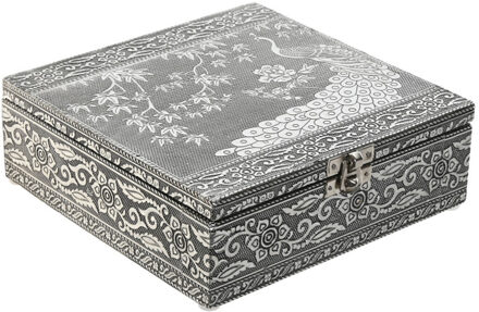 Items Sieradenkistje Emirates - 18 x 18 x 6 cm - Zilver - Juwelenkistje met deksel - 7-vaks