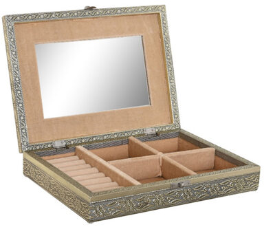 Items Sieradenkistje Emirates - 27 x 20 x 5 cm - Champagne - Juwelenkistje met deksel - 5-vaks