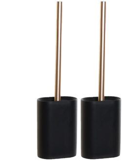 Items Silicone hygiene wc/toiletborstel - Set van 2x stuks - 40 cm - met houder - zwart - Toilet/badkamera