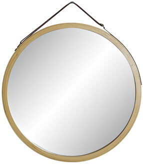 Items Spiegel/wandspiegel - bamboe buitenkant - rond - D38 cm - Spiegels