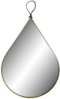 Items Spiegel/wandspiegel - druppel - goud kleur rand - metaal - D27 x H46 cm