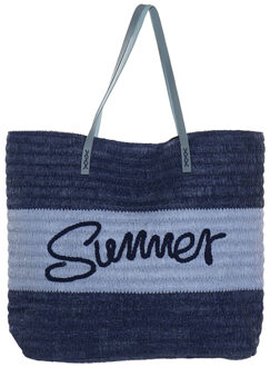 Items Strandtas Summer blauw 38 x 40 cm - Strandtassen