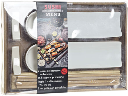 Items Sushi servies/serveerset voor 2 personen - keramiek - 9 delig - Sushi eetset - compleet