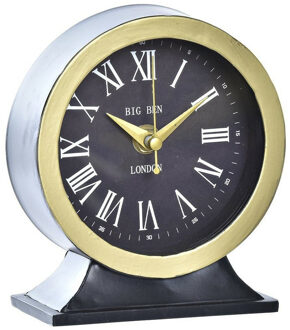 Items Tafelklok - romeinse cijfers - zwart/goud - ijzer/glas - 12 x 6 x 13 cm - Tafelklokken