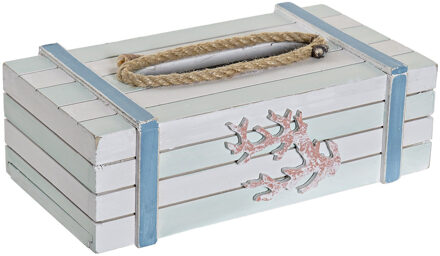 Items Tissuedoos/tissuebox wit rechthoekig van hout 22 x 14 x 8 cm - Tissuehouders