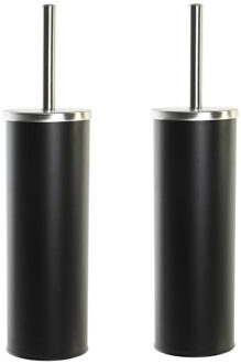 Items Toiletborstel - 2x stuks - klassiek - polystone - zwart - 39 x 10 cm