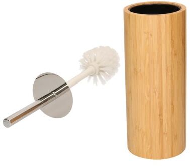 Items Toiletborstel bruin met houder van bamboe 37 cm - Toiletborstels