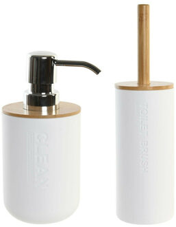 Items Toiletborstel in houder 36 cm met zeeppompje 15 cm wit