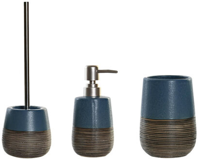 Items Toiletborstel met houder 36 cm en zeeppompje 280 ml polystone marine blauw