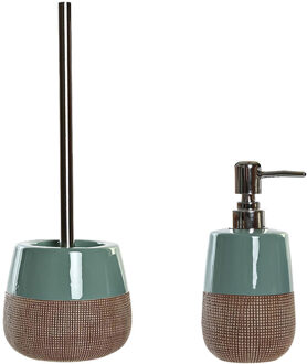 Items Toiletborstel met houder 36 cm en zeeppompje 280 ml polystone mintgroen