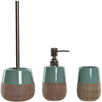 Items Toiletborstel met houder 36 cm en zeeppompje 280 ml polystone mintgroen