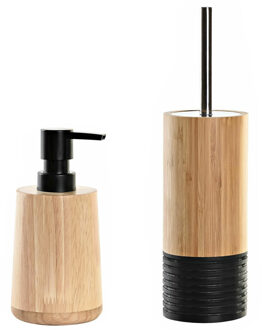Items Toiletborstel met houder 38 cm en zeeppompje 290 ml bamboe/metaal