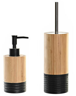 Items Toiletborstel met houder 38 cm en zeeppompje 300 ml bamboe/metaal