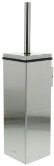 Items Toiletborstel met houder mat Zilver