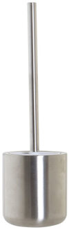 Items Toiletborstel met houder - zilverkleurig - RVS - 37 cm - Toiletborstels