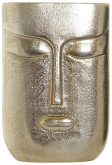 Items Vaas - met gezicht - goudkleurig - aluminium - 23 cm