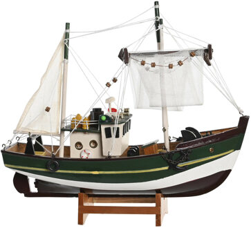 Items Vissersboot schaalmodel - Hout - 32 x 10 x 28 cm - Maritieme boten decoraties voor binnen - Beeldjes Groen