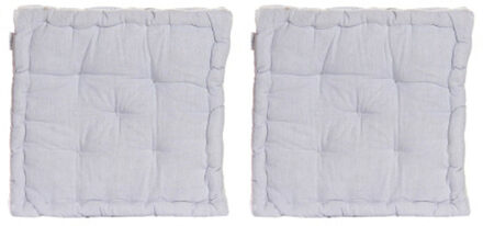 Items Vloerkussen Kenya - 2x - Lila - katoen - 40 x 40 x 8 cm - Extra dik grond zitkussen