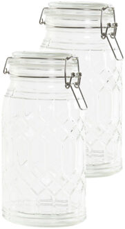 Items Voorraadpot / keuken voedsel opslag pot - 4x stuks - 960 ml - glas - metalen beugelsluiting