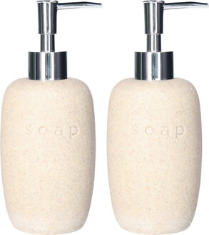 Items Zeeppompje - 2x - creme - keramiek - 18 cm - navulbaar - toilet/badkamer