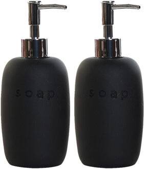 Items Zeeppompje - 2x - keramiek - zwart - 18 cm - navulbaar - toilet/badkamer