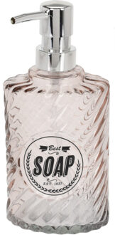 Items Zeeppompje/dispenser - 17 cm - glas - oranje - 300 ml - navulbaar - toilet/badkamer/keuken