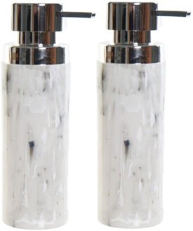 Items Zeeppompje/dispenser - 2x - 22 cm - polystone - marmer look - 400 ml - navulbaar - toilet/badk