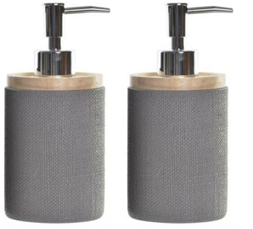 Items Zeeppompje/dispenser - 2x - klassiek - grijs - polystone - 8 x 18 cm - lotionpompje - keuken/b