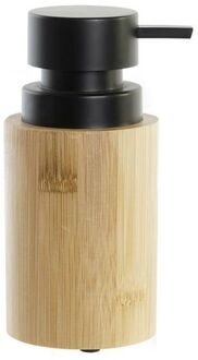 Items Zeeppompje/dispenser bamboe/rvs in kleur hout/zwart 8 x 16 cm - Zeeppompjes Multikleur