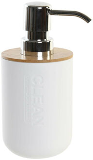 Items Zeeppompje/dispenser bamboe/rvs in kleur ivoor wit 15 cm