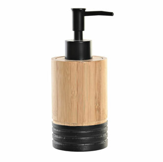 Items Zeeppompje/dispenser - bruin/zwart - bamboe hout - 7 x 17 cm - keuken/badkamer/toilet