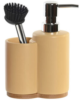 Items Zeeppompje met keuken organizer Soul - okergeel - 2 compartimenten - dolomiet - 11 x 9 x 18 cm