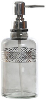 Items Zeeppompje/zeepdispenser - grijs - transparant - glas - 400 ml - navulbaar - keuken/badkamer